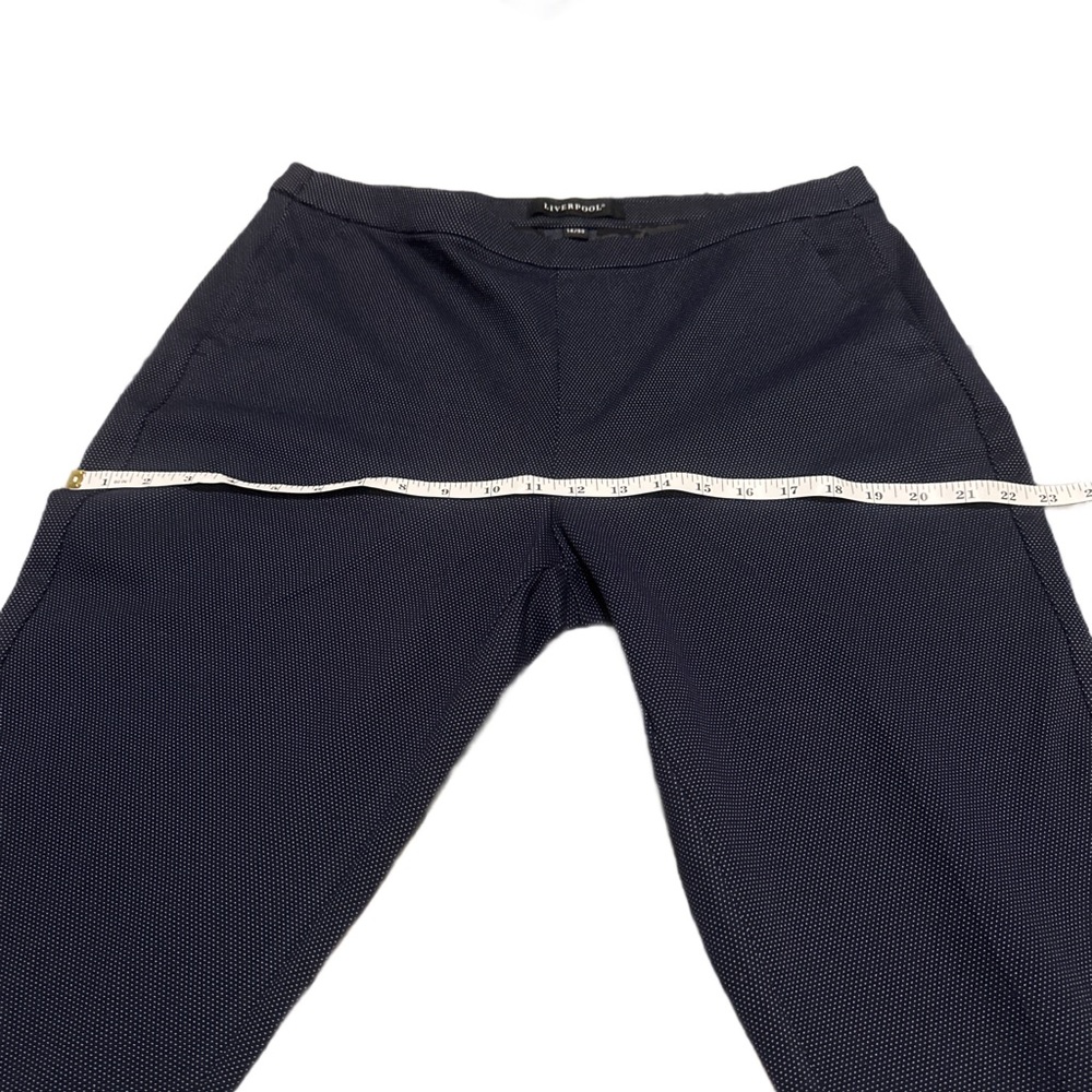 Liverpool Women's Dark Blue & White Bird’s Eye Print Ankle Pants - Picture 8 of 9